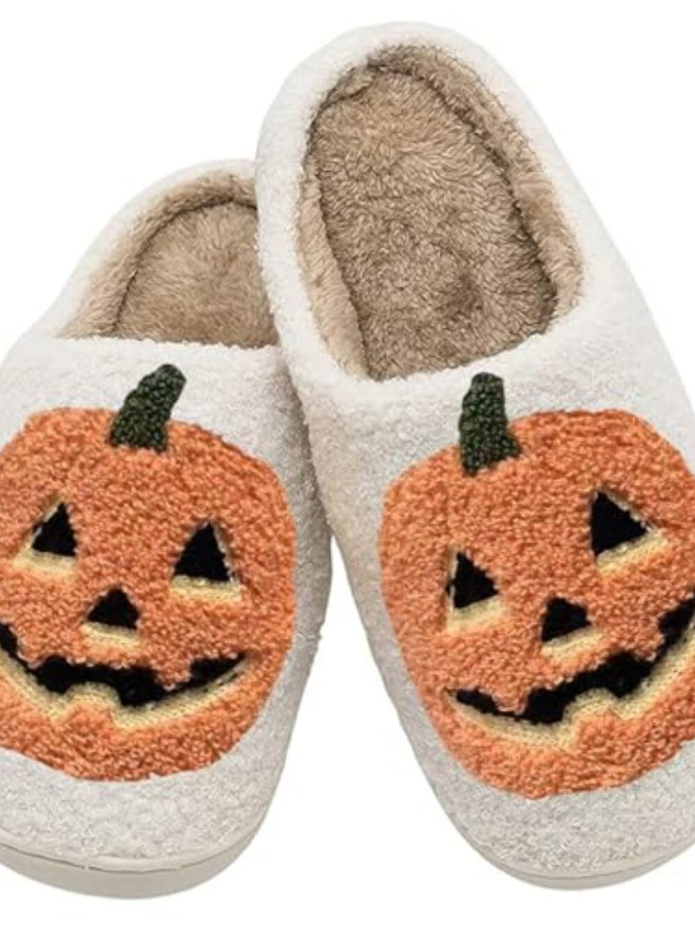 Halloween Pumpkin Slippers for Womens Mens Plush Warm Spooky Lantern Pumpkin Sli